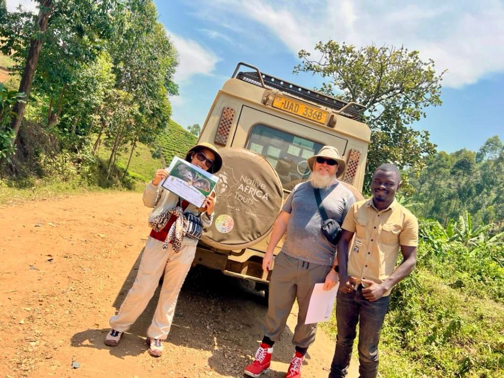 Travellers with a Native Africa Tours safari guide during a Uganda safari